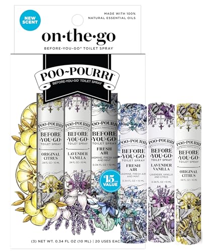Poo-Pourri Before-You-Go Toilet Spray, On-The-Go, Travel Size Variety 10 mL - Original Citrus, Lavender Vanilla and Fresh Air