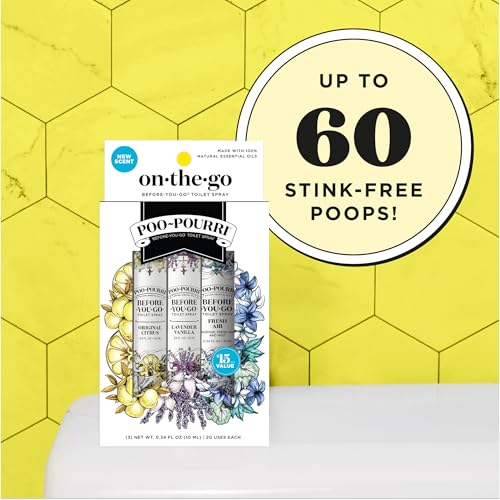 Poo-Pourri Before-You-Go Toilet Spray, On-The-Go, Travel Size Variety 10 mL - Original Citrus, Lavender Vanilla and Fresh Air
