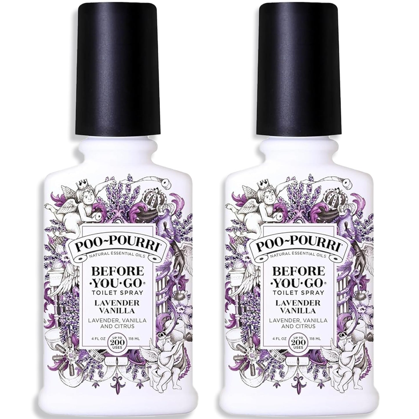 Poo-Pourri, Before-You-Go Toilet Spray, Original Lavender Vanilla - 4 oz, 2 Pack