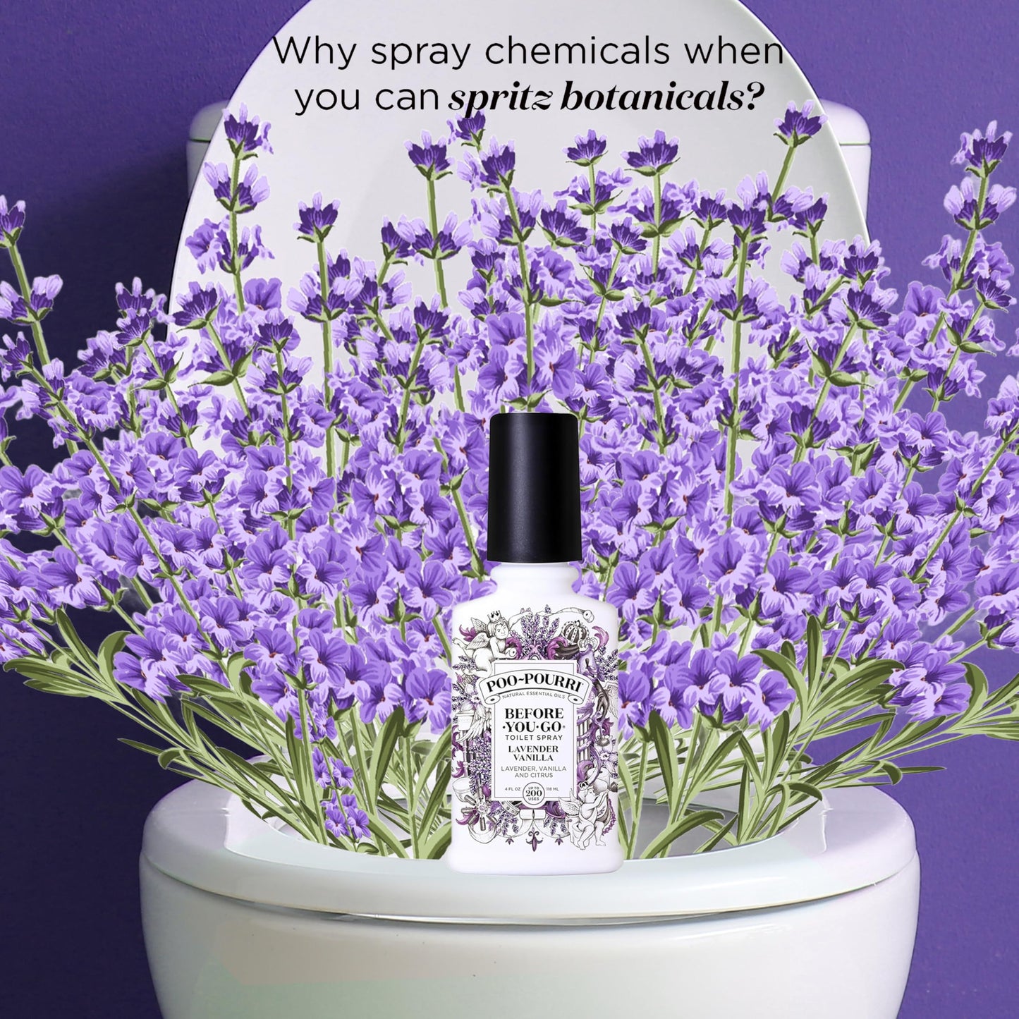 Poo-Pourri, Before-You-Go Toilet Spray, Original Lavender Vanilla - 4 oz, 2 Pack