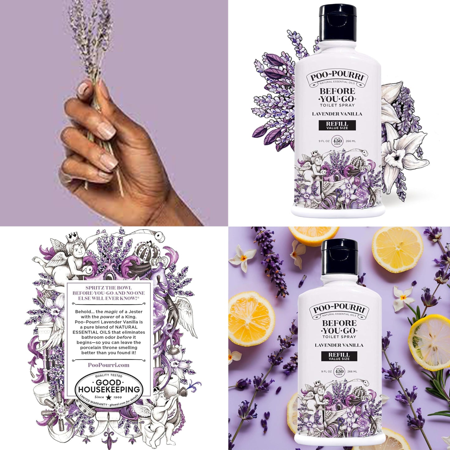 Poo-Pourri, Before-You-Go Toilet Spray, Original Lavender Vanilla - 4 oz, 2 Pack