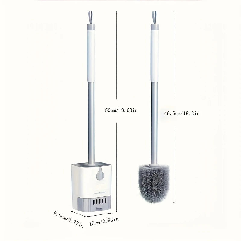 Wall-Mounted Toilet Brush Set with Long Handle, No Dead Corners, Fast-Drying Drain Pan – Deep Clean Toilet Scrubber