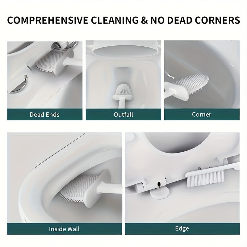 WallMounted Toilet Brush Set with Silicone Heads