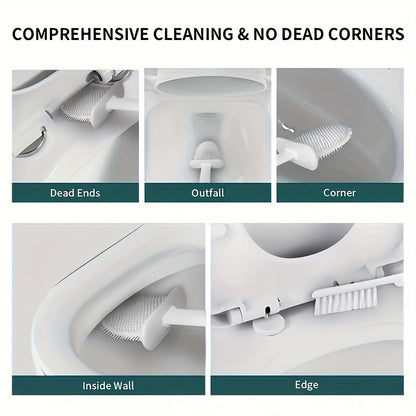 WallMounted Toilet Brush Set with Silicone Heads