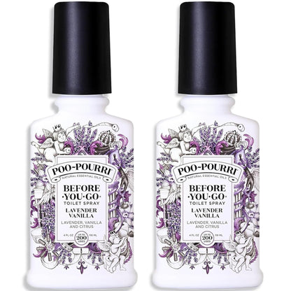 Poo-Pourri, Before-You-Go Toilet Spray, Original Lavender Vanilla - 4 oz, 2 Pack