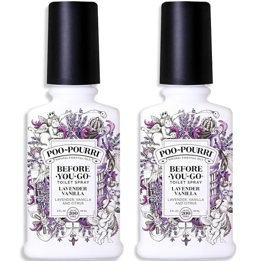 Poo-Pourri, Before-You-Go Toilet Spray, Original Lavender Vanilla - 4 oz, 2 Pack