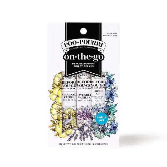 Poo-Pourri Before-You-Go Toilet Spray, On-The-Go, Travel Size Variety 10 mL - Original Citrus, Lavender Vanilla and Fresh Air