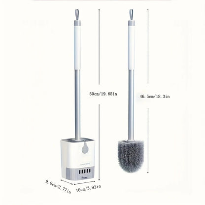 Wall-Mounted Toilet Brush Set with Long Handle, No Dead Corners, Fast-Drying Drain Pan – Deep Clean Toilet Scrubber