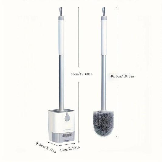 Wall-Mounted Toilet Brush Set with Long Handle, No Dead Corners, Fast-Drying Drain Pan – Deep Clean Toilet Scrubber
