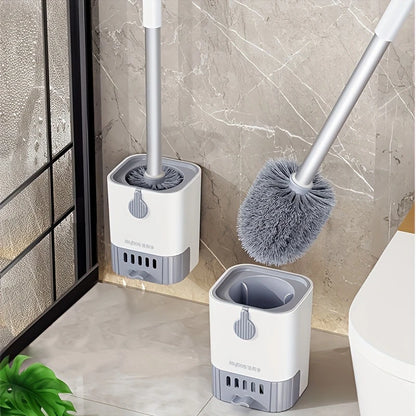 Wall-Mounted Toilet Brush Set with Long Handle, No Dead Corners, Fast-Drying Drain Pan – Deep Clean Toilet Scrubber