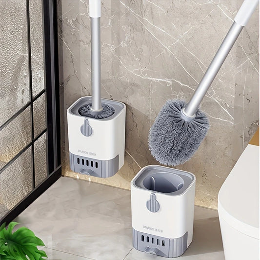 Wall-Mounted Toilet Brush Set with Long Handle, No Dead Corners, Fast-Drying Drain Pan – Deep Clean Toilet Scrubber