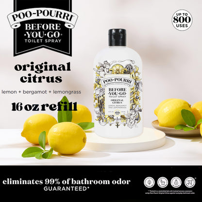Poo-Pourri Before-You-Go Toilet Spray, Original Citrus, Refill Bottle 16 Fl Oz - Lemon, Bergamot and Lemongrass